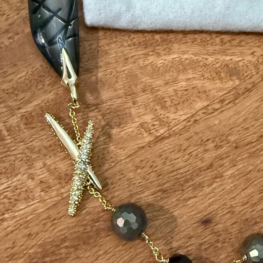 Alexis Bittar Black and Gold Crystal Futuristic Lucite Archive Necklace NWT - Picture 4 of 12